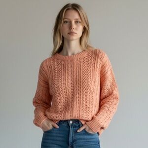 Lularoe Peachy Orange Cable Knit Sweater